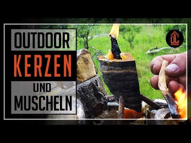 Bushcraft Kerzen | bauen | outdoor | Harz | Baumpilz | Trama | Zunderschwamm | und Muscheln