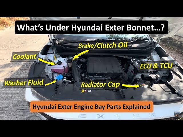 Hyundai Exter under the hood bonnet engine bay parts maintenance 🔧 and working explained in detail 🔥