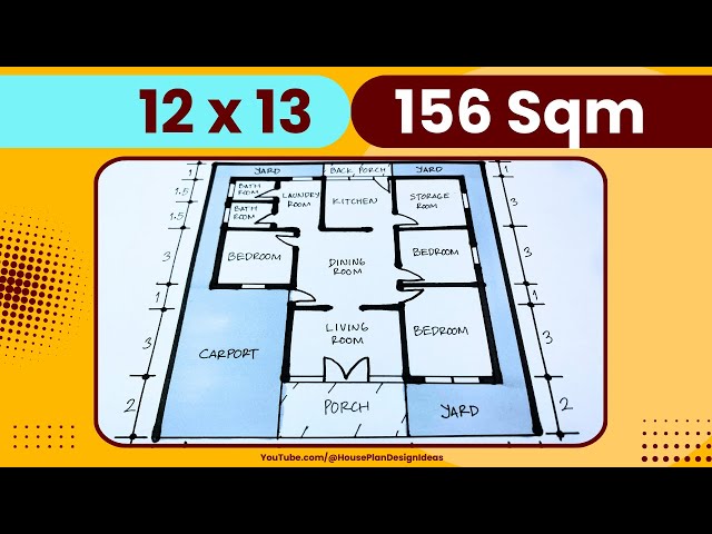 12x13 House Plan Design 156 square meter 3 Bedroom