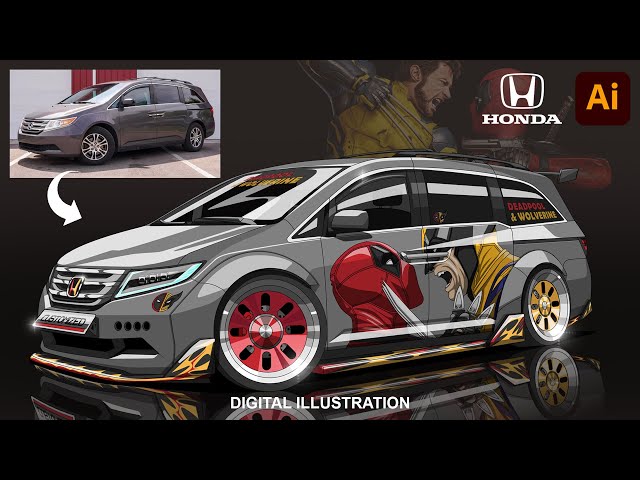 Deadpool and Wolverine | Honda Odyssey | Adobe Illustrator tutorial | Digital Illustration | #fy