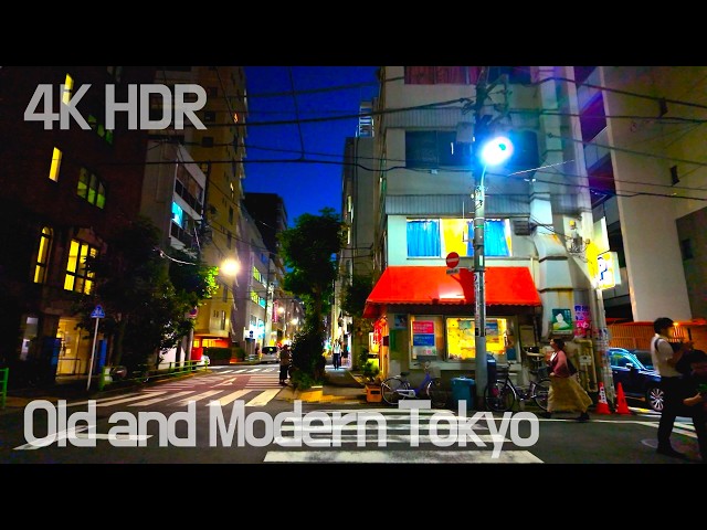 Summer Night Walk in Tokyo: Discovering Old and Modern Tokyo | 4K/HDR with Map and subtitles