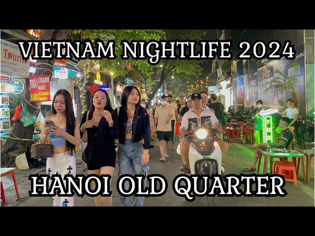 Vietnam Nightlife 2024 - Hanoi Old Quarter Walking Tour with Natural Sound