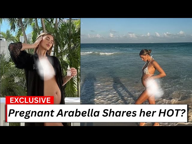 Pregnant Arabella Show poses topless in a silky black gown while enjoying lavish holiday!