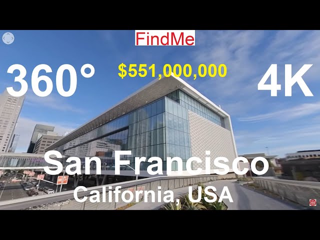 360° VR 4K Walking Tour of Moscone Center in Downtown San Francisco California USA Autumn 2020.