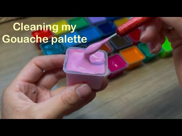 Cleaning my gouache palette 🎨 + ASMR