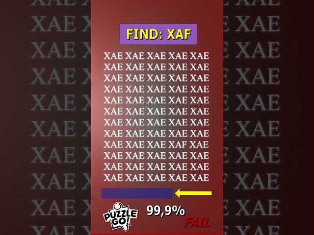 Find XAF where? | Brain Teaser IQ Test #shorts #different #puzzles #opticalillusion #quiz