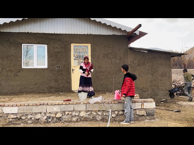 Cementing the Front of Soodabeh’s New Village Home 🏡 | Rural Vlog Life 🌿