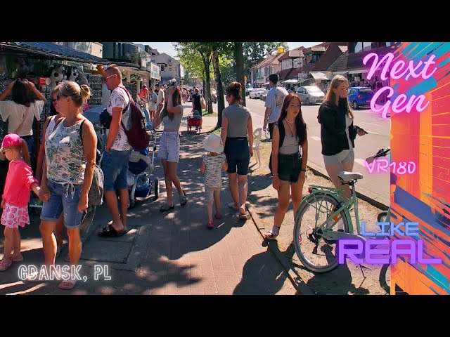 VR180 🌟 Summer City Walk in Łeba | Youthful Energy & Festive Streets in 8K60