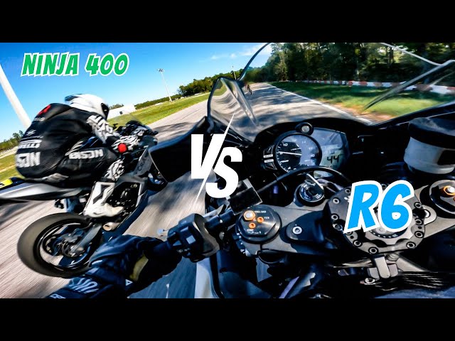 400cc vs 600cc || Sportbikes on Go Kart Track || Ninja 400 & R6 || IN 4K!