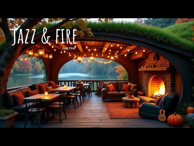 Cozy Fall Coffee Shop Ambience ~ Jazz Relaxing Music 🍂 Smooth Jazz Instrumental for Work, Focus