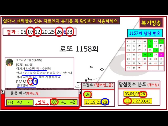 [로또1158회 복기방송]_ 얼마나 신뢰할 수 있는 자료인지 이 복기방송을 꼭 확인하고 사용하세요