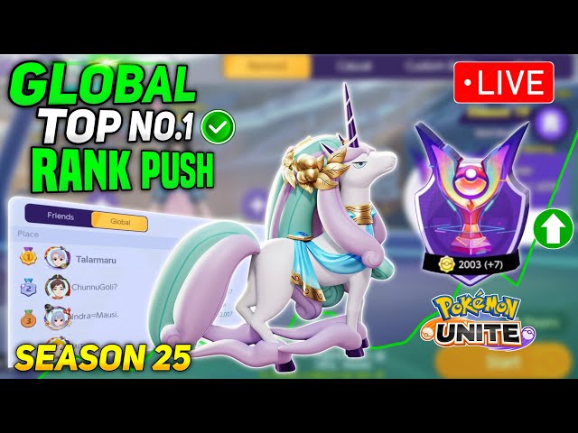 Global Top No.1 Rank Push! Day 22 let's do it Live  | Pokemon unite