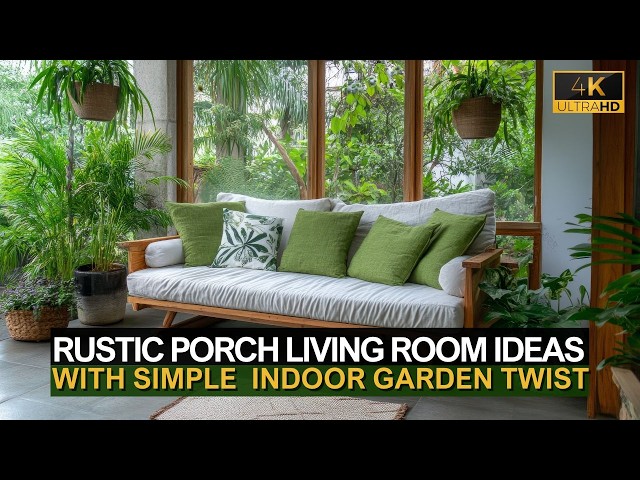 Transform Your Porch into a Cozy Rustic Living Room with Indoor Garden Magic! 🌿 DIY Decor Ideas!