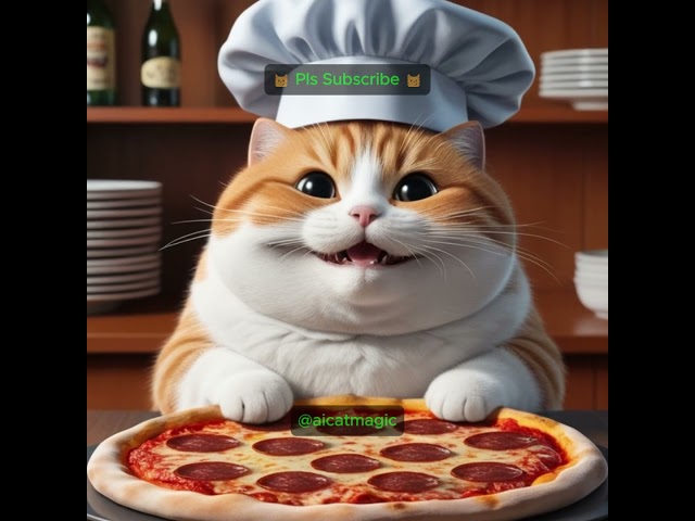 The cat made pizza #cat #cute #kitten #catai #shorts #viralvideo #funny  #trending #cutecat #video