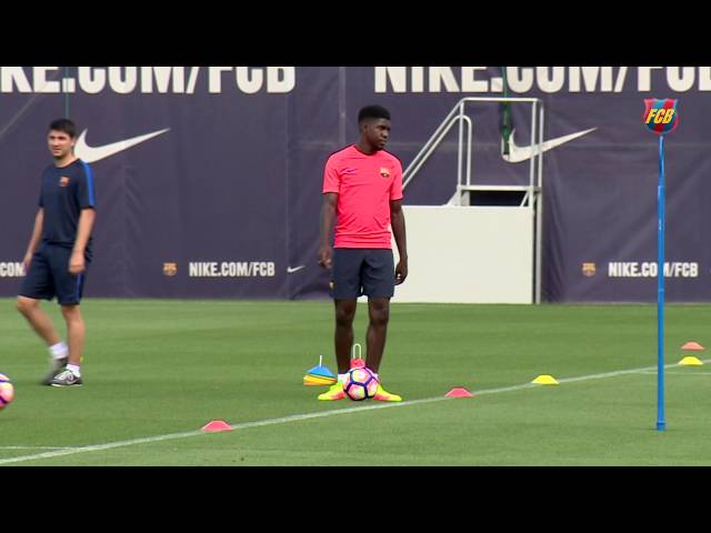 Umtiti trains for the first time at Ciutat Esportiva