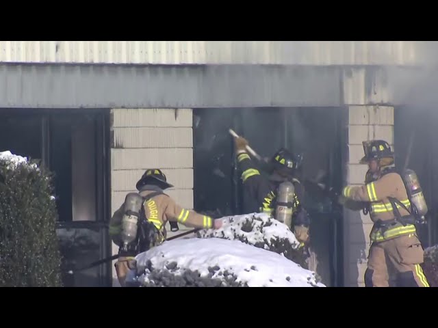 Crews battle fire at commercial building in Bolton, Connecticut