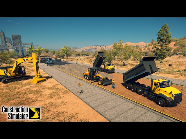 CONSTRUCTION SIMULATOR 👷‍♂️MULTIPLAYER 🚧 TIMELAPSE 🚧 BUILD A DISTRICT ROAD WITH FRIENDS U.S. MAP