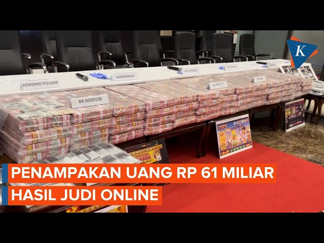 Polisi Pamerkan Uang Rp 61 Miliar Hasil Sitaan Judi Online