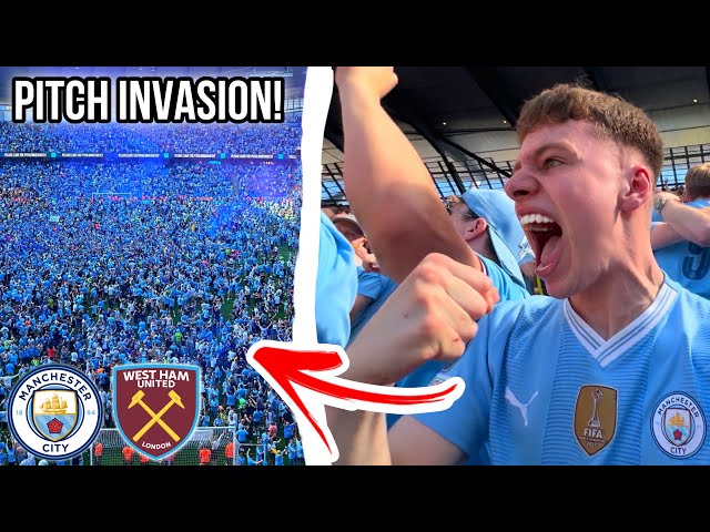 The Moment FANS INVADE THE PITCH As Manchester City COMPLETE A Premier League FOURPEAT!