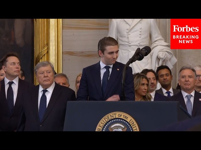 JUST IN: Barron Trump And Tiffany Trump Arrive In Capitol Rotunda For Father's Inauguration