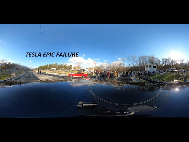 Tesla drag race Failure caught in 360* and 4K RES.