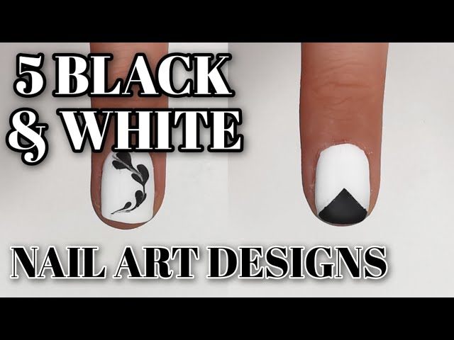 5 EASY BLACK & WHITE NAIL ART DESIGNS 2020 | FOR BEGINNERS & SHORT NAILS | Mini nail art compilation