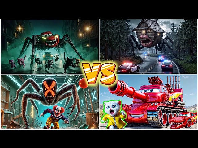 Horror McQueen 🆚 Monster House 🆚 Spiderman Exe 🆚 McQueen Monster Tank🎶Tiles Hop EDM Rush !