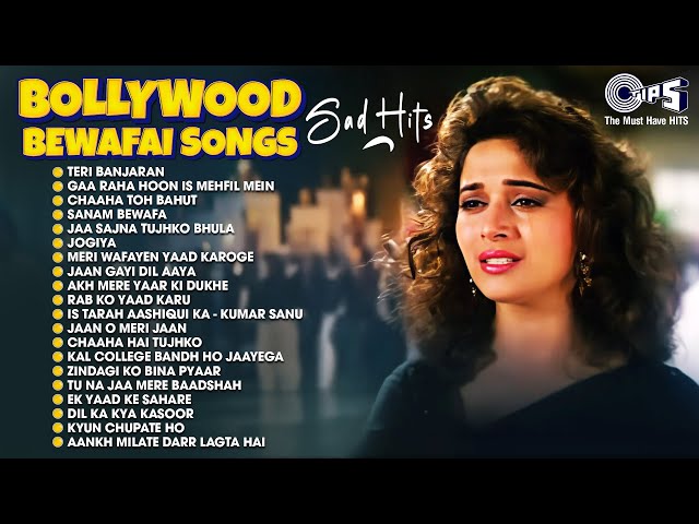 LIVE: Bollywood Bewafai Songs - Sad Hits | Sad Hindi Songs | 💘 Udit Narayan, Alka Yagnik songs🌹90's