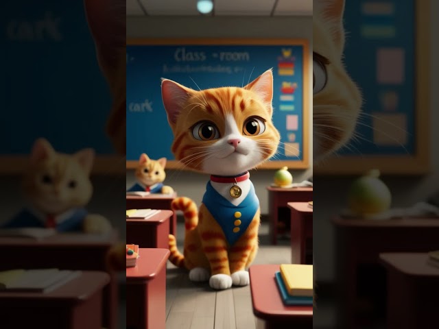 Cat cute orange in class room ( AI ) #cute #cat #ai #car #cartoon #animals #shorts #cutecat #funny