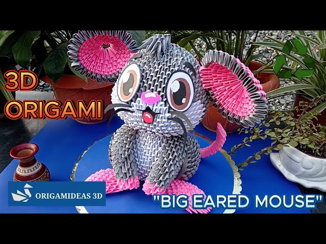 How to make a Big Eared Mouse in 3D Origami with reusable paper | Ratón Orejón en Origami 3D