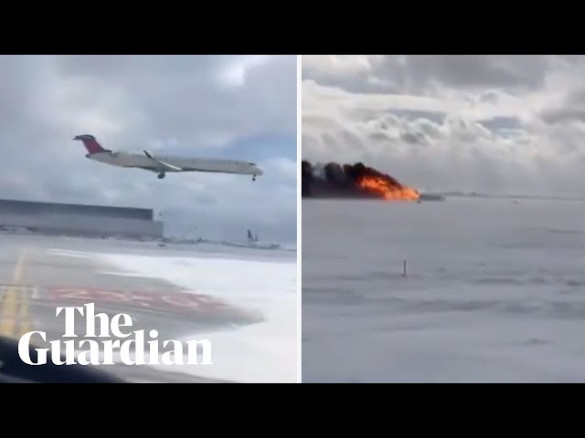 Moment Delta plane crash landed and flipped at Toronto airport caught on camera