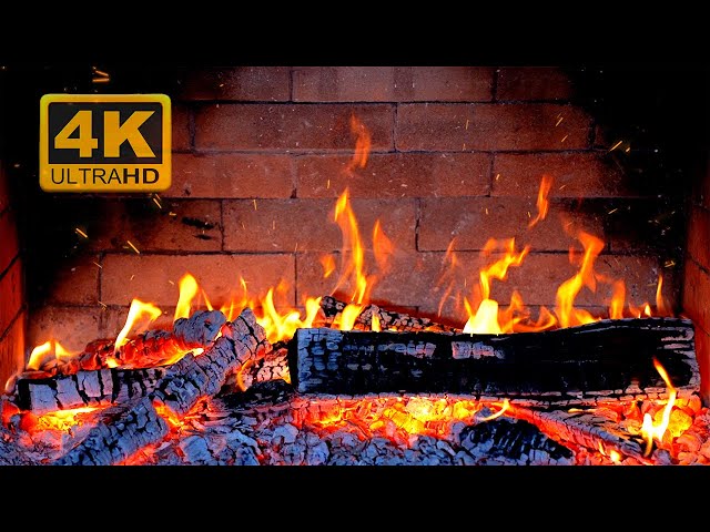 FIREPLACE 4K 🔥 Fireplace video with Burning Logs & Fire Sounds