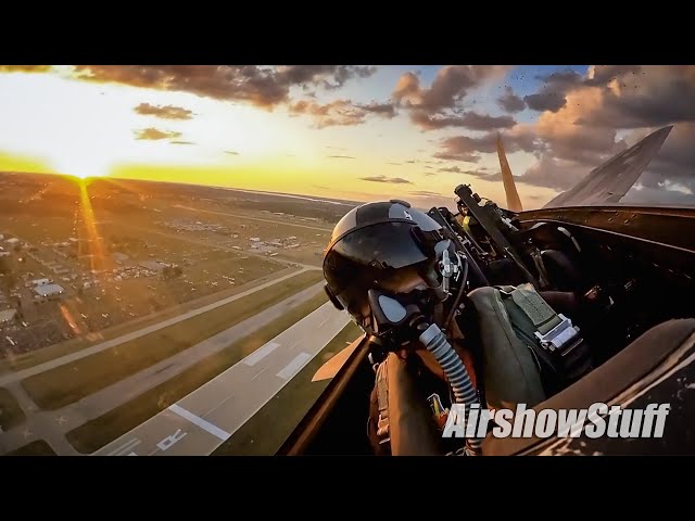 F-22 Raptor Cockpit Cam! BEAUTIFUL Sunset Mini-Demo!