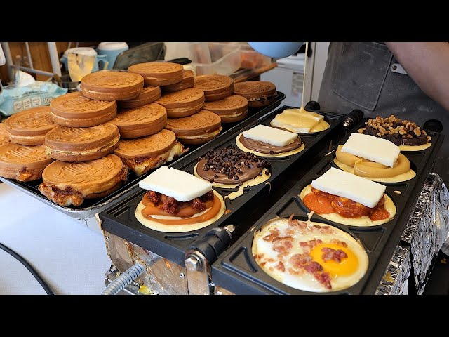 Famous Coin Cheese Waffles with Various Toppings - Korean Waffle Shop