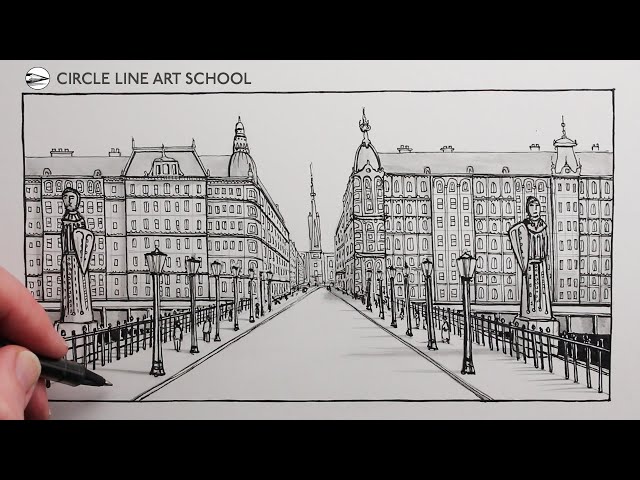 How to Draw a Detailed City Street in One-Point Perspective