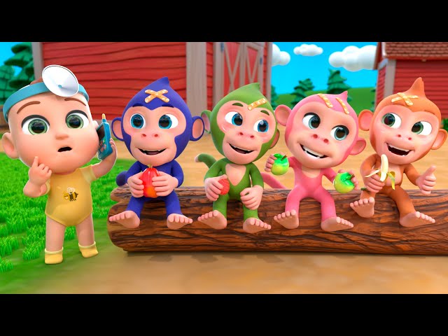 Five Little Monkeys Jumping on the Bed | Lalafun Nursery Rhymes & Kids Songs