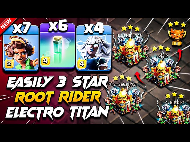 Th16 Attack Strategy With (ROOT RIDER + ELECTRO TITAN) | TH16 Root Rider & Electro Titan Attack COC