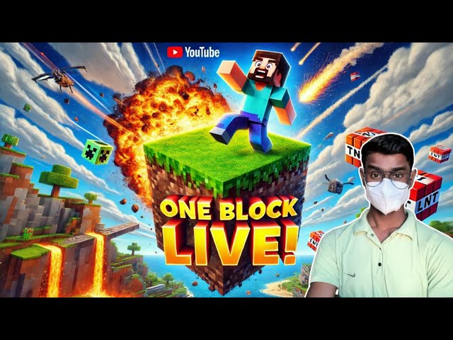 Minecraft One Block LIVE – Surviving on ONE BLOCK! 😱 Hardcore Challenge | IND DAVID