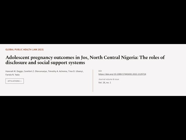 Adolescent pregnancy outcomes in Jos, North Central Nigeria: The roles of disclosure ... | RTCL.TV