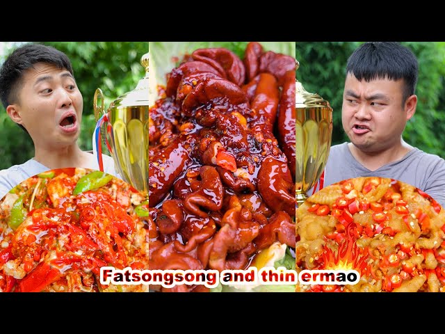 eating food | The spicy eating competition between Songsong and Ermao is really exciting! | mukbang