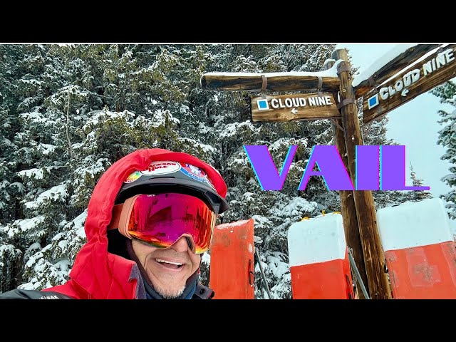 Skiing Vail’s Back Bowls on the groomed blue intermediate Cloud 9 trail on New Year’s Day 2025