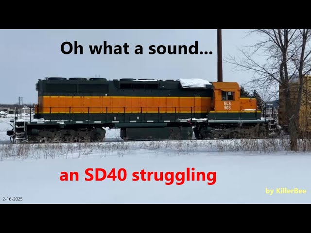 Escanaba & Lake Superior Railroad engine 503 struggles to get train cars moving