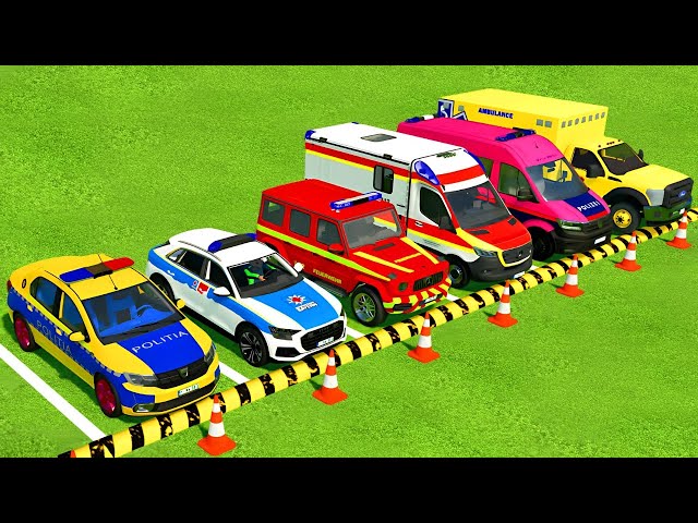 DACIA, AUDI, MERCEDES POLICE CARS and AMBULANCE EMERGENCY VEHICLES TRANSPORTING ! FS22