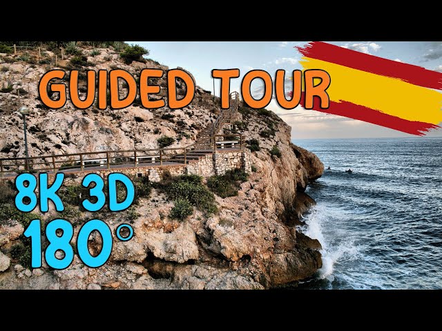 3D 180° Guided tour on a Sea Promenade in Málaga, Spain! Relaxing Summer Experience