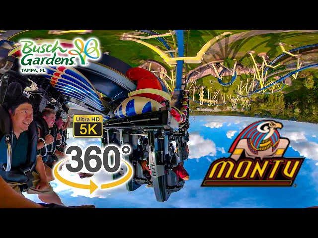 2020 5K VR 360 Montu Roller Coaster On Ride Front and Back Seat Ultra HD POV Busch Gardens Tampa