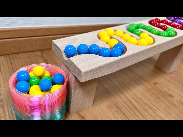 Marble Run ASMR ♫ Rainbow Spring & Colorful Marble & HABA Slope