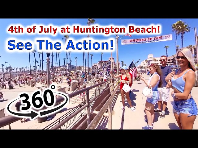 4th of July in Huntington Beach! - 360° Walking Tour - How Packed Does It Get?