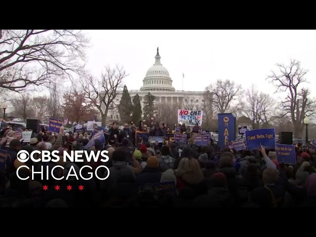 Federal workers rally on Capitol Hill to protest Trump's plan for job cuts