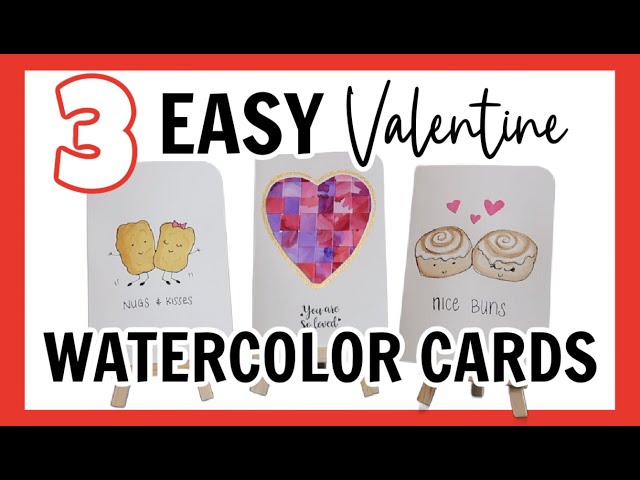 🎨 3 Easy Valentine’s Day 🩷 Watercolor Cards ||  DIY Painting Tutorial for Beginners