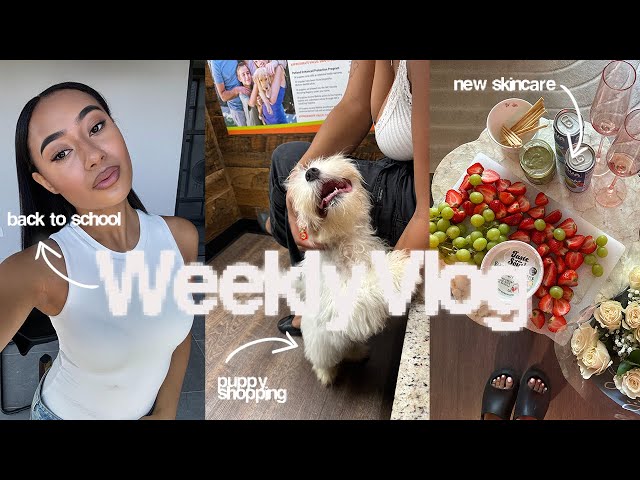 weekly vlog | first day of classes + puppy shopping + new skincare routine & more